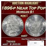 1896-p Morgan Dollar Near Top Pop! $1 ms67 SEGS