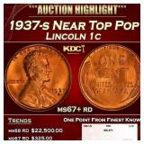 1937-s Lincoln Cent Near Top Pop 1c ms67+ rd SEGS