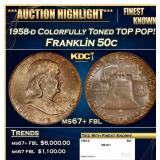 1958-d Franklin Half Dollar Colorfully Toned TOP P