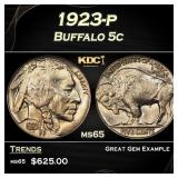 1923-p Buffalo Nickel 5c Grades ms65