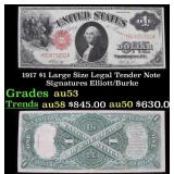 1917 $1 Large Size Legal Tender Note Grades Select