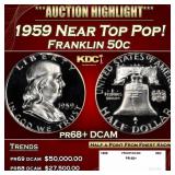 1959 Proof Franklin Half Dollar Near Top Pop! 50c