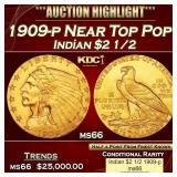 1909-p Gold Indian Quarter Eagle Near Top Pop! $2