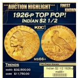 1926-p Gold Indian Quarter Eagle TOP POP! $2 1/2 m