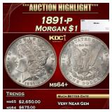 1891-p Morgan Dollar $1 ms64+ SEGS