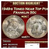 1949-s Franklin Half Dollar Toned Near Top Pop 50c