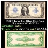 1923 $1 large size Silver Certificate Grades Selec