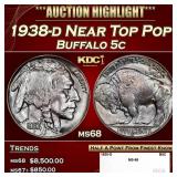 1938-d Buffalo Nickel Near Top Pop 5c ms68 SEGS