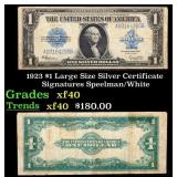 1923 $1 large size Silver Certificate Grades xf Si