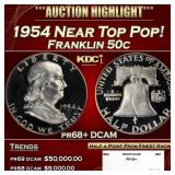 1954 Proof Franklin Half Dollar Near Top Pop! 50c