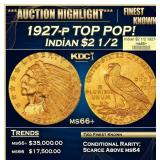 1927-p Gold Indian Quarter Eagle TOP POP! $2 1/2 m