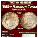 1885-p Morgan Dollar Rainbow Toned $1 ms66+ SEGS
