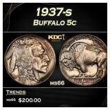 1937-s Buffalo Nickel 5c Grades ms66
