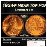 1934-p Lincoln Cent Near Top Pop 1c ms67 rd SEGS