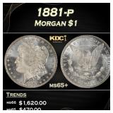 1881-p Morgan Dollar $1 Grades ms65+
