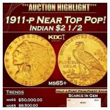 1911-p Gold Indian Quarter Eagle Near Top Pop! $2