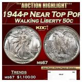 1944-p Walking Liberty Half Dollar Near Top Pop 50
