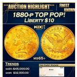 1880-p Gold Liberty Eagle TOP POP! $10 ms65+ SEGS