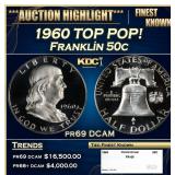1960 Proof Franklin Half Dollar TOP POP! 50c pr69