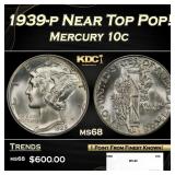 1939-p Mercury Dime Near Top Pop! 10c ms68 SEGS
