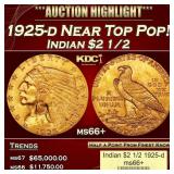 1925-d Gold Indian Quarter Eagle Near Top Pop! $2