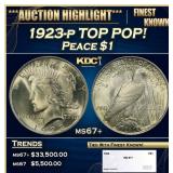 1923-p Peace Dollar TOP POP! $1 ms67+ SEGS