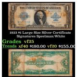 1923 $1 large size Silver Certificate Grades vf+ S
