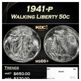 1941-p Walking Liberty Half Dollar 50c ms66+ SEGS