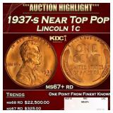 1937-s Lincoln Cent Near Top Pop 1c ms67+ rd SEGS