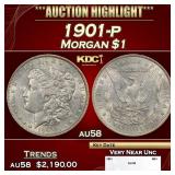 1901-p Morgan Dollar $1 au58 SEGS