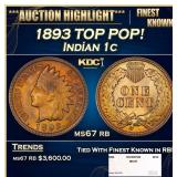 1893 Indian Cent TOP POP! 1c ms67 rb SEGS