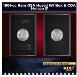 1881-cc Morgan Dollar Rare GSA Hoard W/ Box & COA