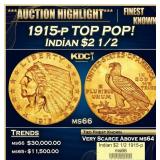 1915-p Gold Indian Quarter Eagle TOP POP! $2 1/2 m