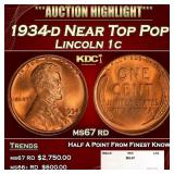 1934-d Lincoln Cent Near Top Pop 1c ms67 rd SEGS