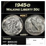1945-d Walking Liberty Half Dollar 50c ms66+ SEGS