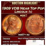 1909 VDB Lincoln Cent Near Top Pop! 1c ms67+ rd SE