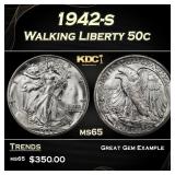 1942-s Walking Liberty Half Dollar 50c Grades ms65