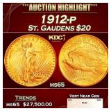 1912-p Gold St. Gaudens Double Eagle $20 ms65 SEGS