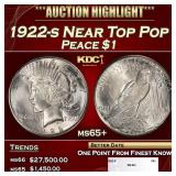 1922-s Peace Dollar Near Top Pop $1 ms65+ SEGS