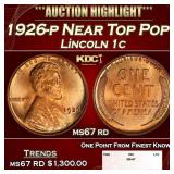 1926-p Lincoln Cent Near Top Pop! 1c ms67 rd SEGS