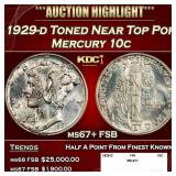 1929-d Mercury Dime Toned Near Top Pop 10c ms67+ F