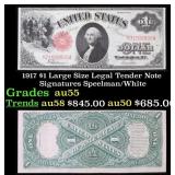 1917 $1 Large Size Legal Tender Note Grades Choice