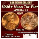1926-p Lincoln Cent Near Top Pop! 1c ms67 rd SEGS