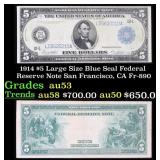 1914 $5 Large Size Blue Seal Federal Reserve Note