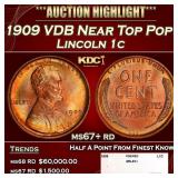 1909 VDB Lincoln Cent Near Top Pop! 1c ms67+ rd SE