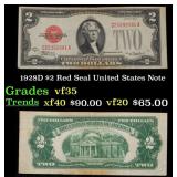 1928D $2 Red Seal United States Note Grades vf++