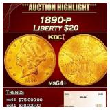 1890-p Gold Liberty Double Eagle $20 ms64+ SEGS