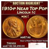 1910-p Lincoln Cent Near Top Pop! 1c ms67 rd SEGS