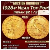 1928-p Gold Indian Quarter Eagle Near Top Pop! $2
