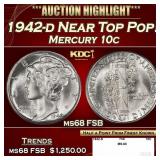 1942-d Mercury Dime Near Top Pop! 10c ms68 FSB SEG